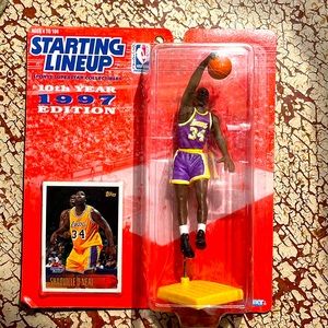 Shaquille O’Neal Starting Lineup Sports Star Collectible, 1997, figurine/card.
